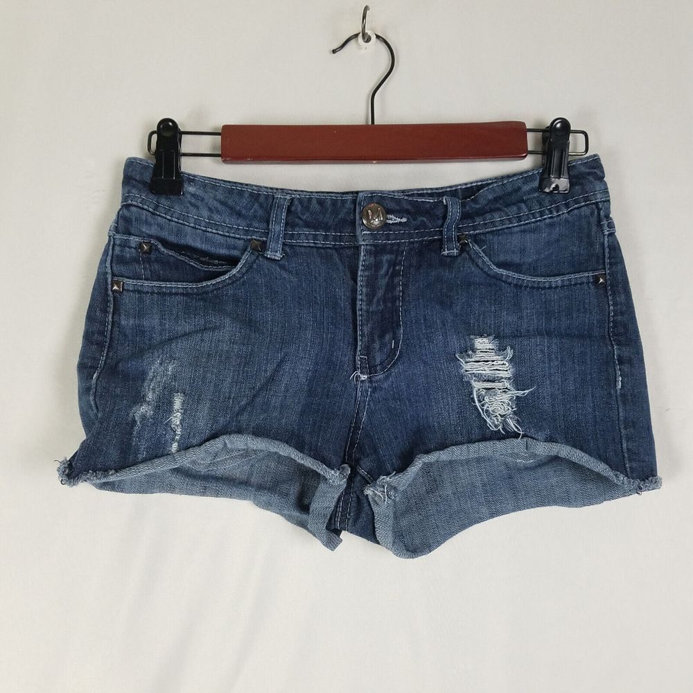 Miley Cyrus Denim Shorts Juniors 9 Blue‎ Jean Low Rise Womens Distressed